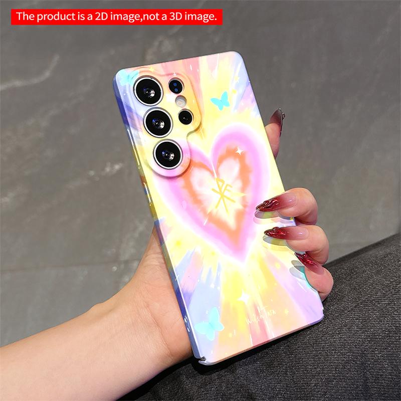 2DFlat Samsung phone case Pastel Heart Burst with Butterflies & Symbol Applicable to Galaxy S22 S23 S24 S25ULTRA S26 A12 A13 A14 A15 A16