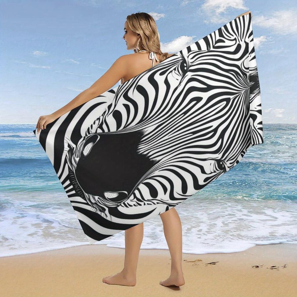 Zebra Pattern Art Designed Beach Towel Large Towel, Super Absorbent, Quick-Dry, Fashionable Decorative Beach Towel Bath Towel