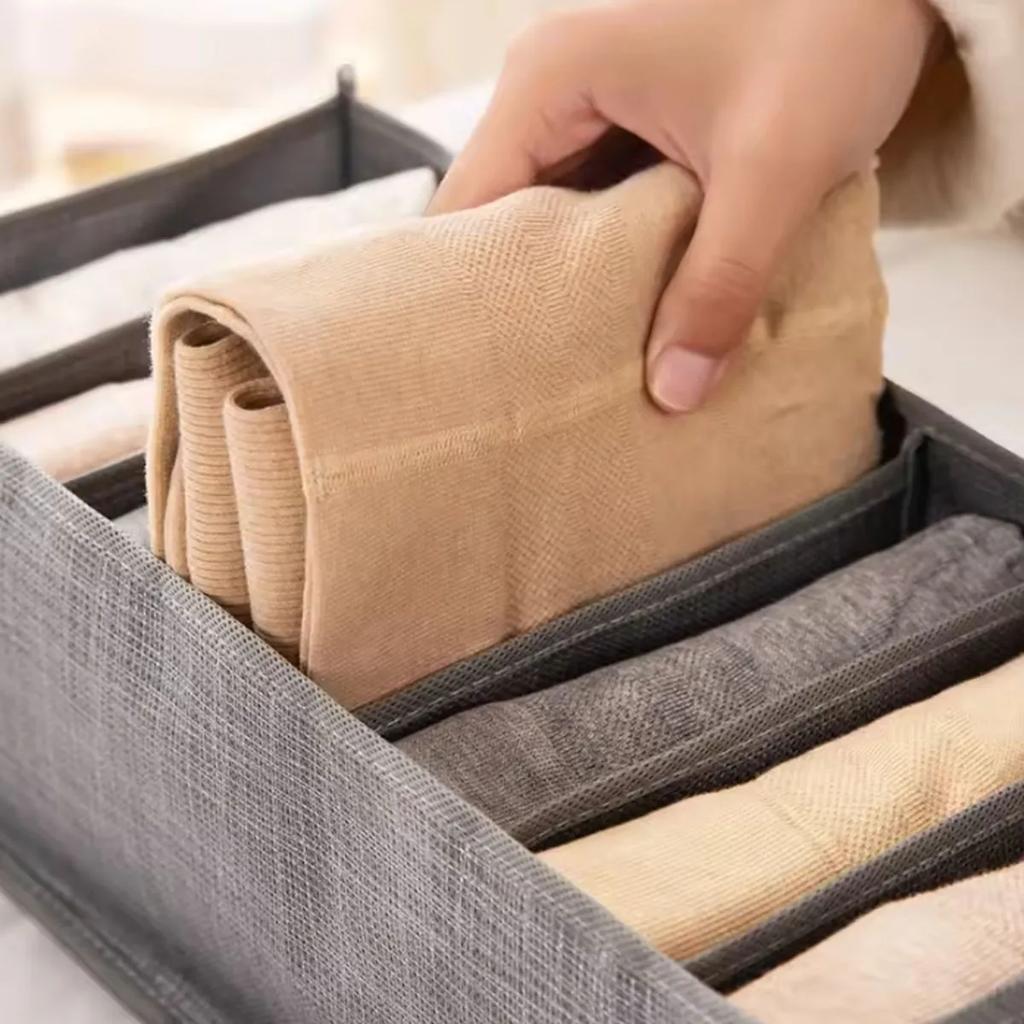 Graue 7/9 Fächer Aufbewahrungsbox Vliesstoff Langlebig Waschbar Platzsparend Schichtweise Anordnung Unterwäsche Kleiderschrank Aufbewahrung Ohne Griff