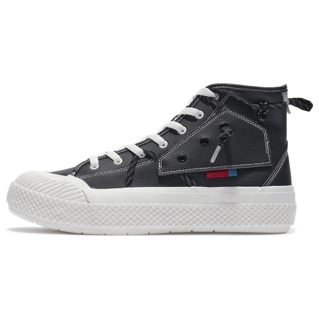 Li Ning Slip Resistant Abrasion Resistant High Top Skateboard Shoes Men's Black Gray AGCR239-2