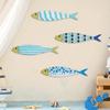 4 Pcs Wooden Fish Wall Decor Nautical Coastal Wall Art Blue Fish Wall Sculpture Lake House Hanging Decor for Bathroom Bedroom