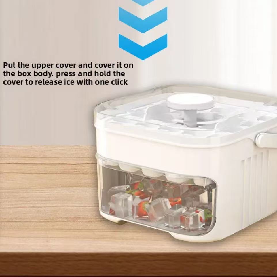 50-Cube Ice Maker with Easy Press Cap with Easy-press Lid Large Capacity Ice Cube Machine Reusable Food-grade Ice Cube Mold