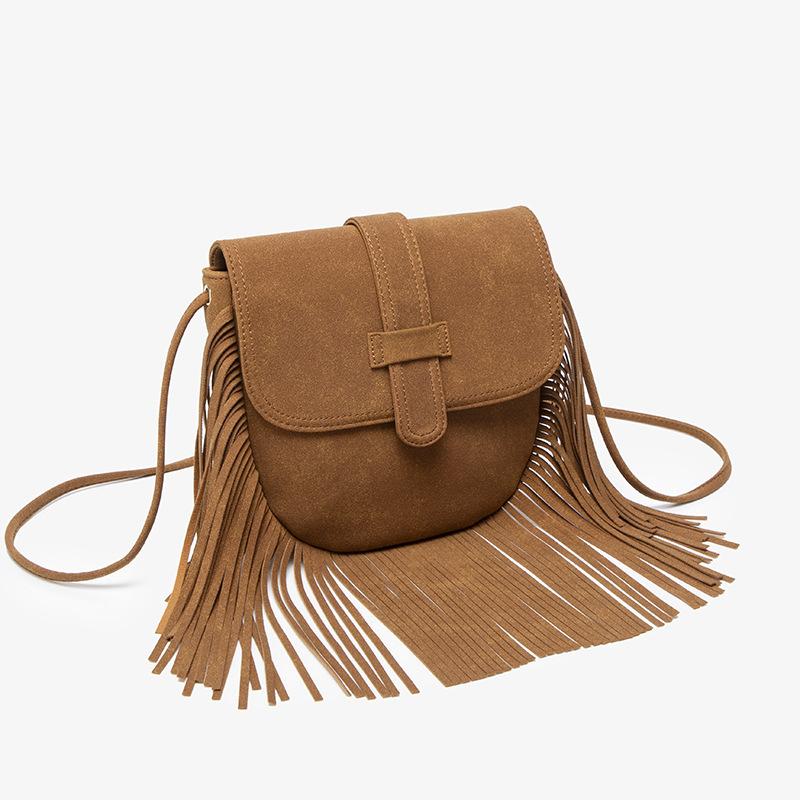 Single-shoulder Bag Woven Oval Semi-circular and Crescent-shaped Tassel Bag