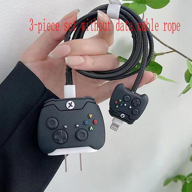 

Защитный чехол для зарядного устройства для iPhone, 3D мультяшный милый защитный чехол для кабеля передачи данных, чехол для игровой консоли с динозавром, 20 Вт, 18 Вт, чехол для USB-кабеля для передачи данных Ipad чёрный