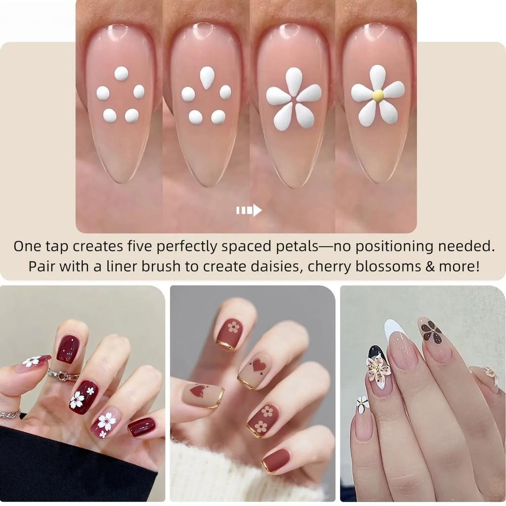 1pc DIY Nail Art 5-Petal Dotting Tool Flower Creator Fine Tip Rhinestone Pickers Glitter Handle Manicure Nail Tools Brushes