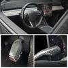 For Tesla Model 3 Model Y 2023 2022  Accessories Carbon Fiber Sticker Car Steering Wheel Cover Gear Shift Cover