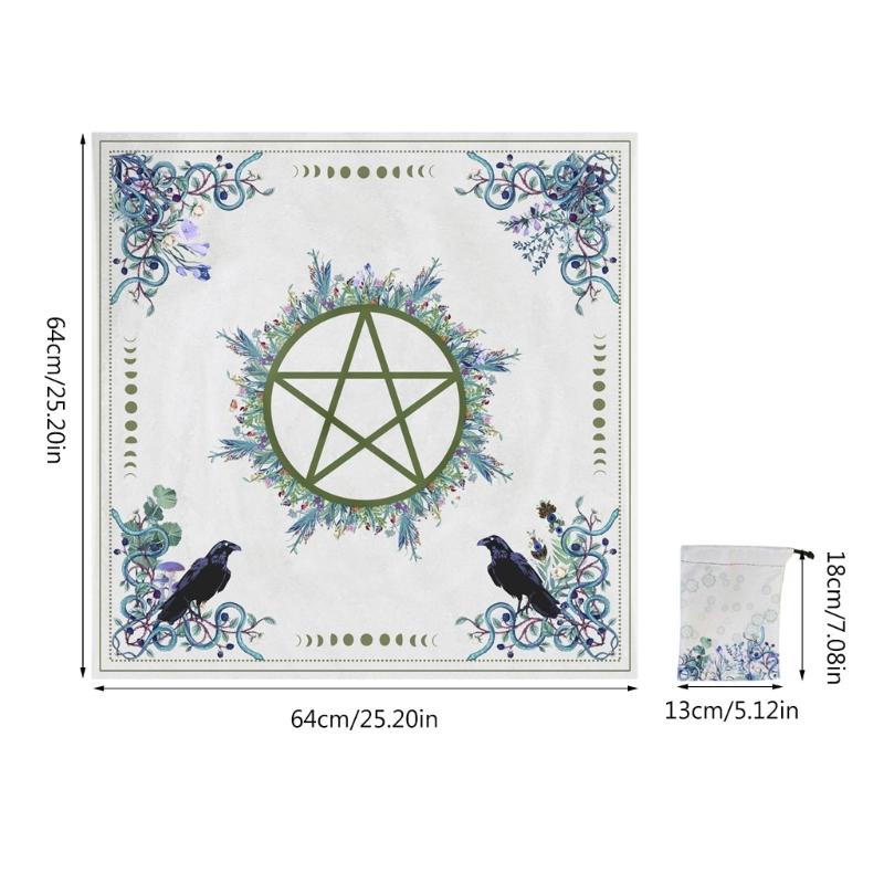 Luxurious Velvet Tarot Cards Table Cover with Pentagram Design