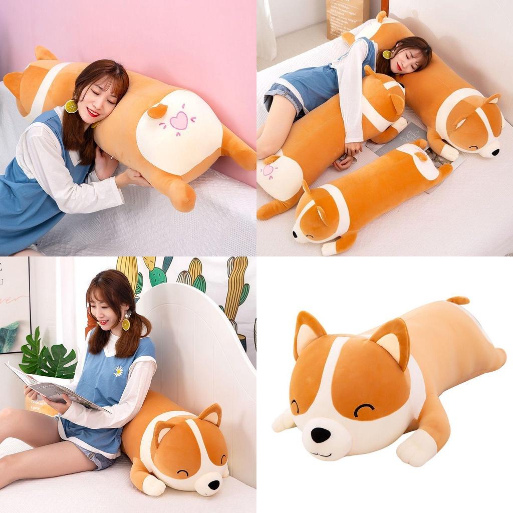 Long Corgi Plush Toys Throw Pillow Cushion Soft Stuffed Animal Doll For Xmas Birthday Gift