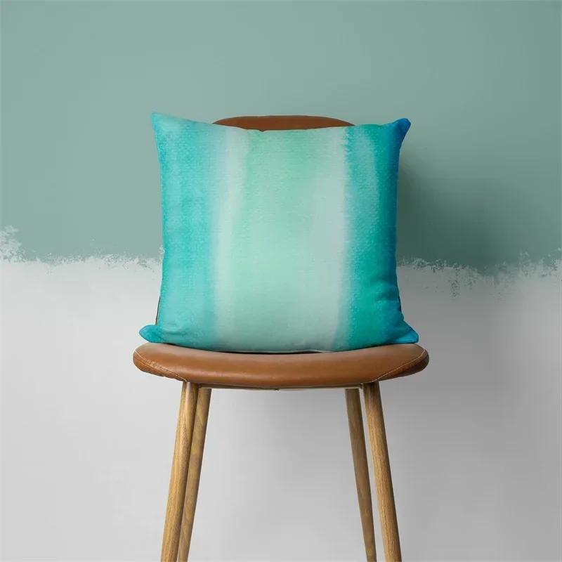 Teal Cushion Cover Leaf Feather Geometric Heart Sofa Pillowcase Bedroom Home Decor Office Decor Accessories 50x50cm45x45