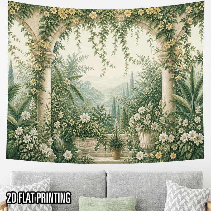 2D Flat - 2D Flat - 2D Flat Print 1pc Tapestry Classical Garden Arch Tapestry Nature Landscape Wall Hanging Cultural Background Decoration Background