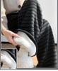 Women's Ash-Black Striped Wool Wide-Leg Pants with High Waist, Autumn/Winter Style, Plus Velvet, Loose Straight-Leg Design