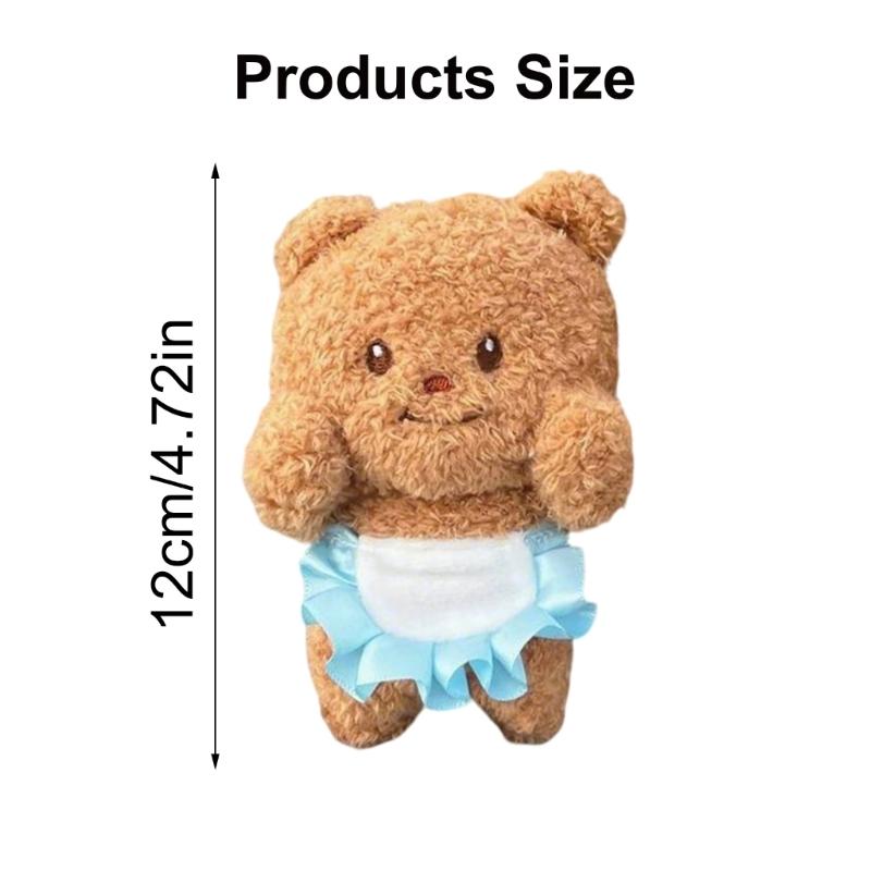 Whimsical Butter Bear Stuffed Toy Keychain Plush Bear Doll Keyring Hanging Ornament for Backpack and Bag Charm Accessory