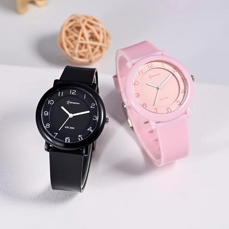 Unisex Children's Student Quartz Watch Simple and Comfortable Campus Exam Waterproof Women's Fashion Quartz Wristwatches