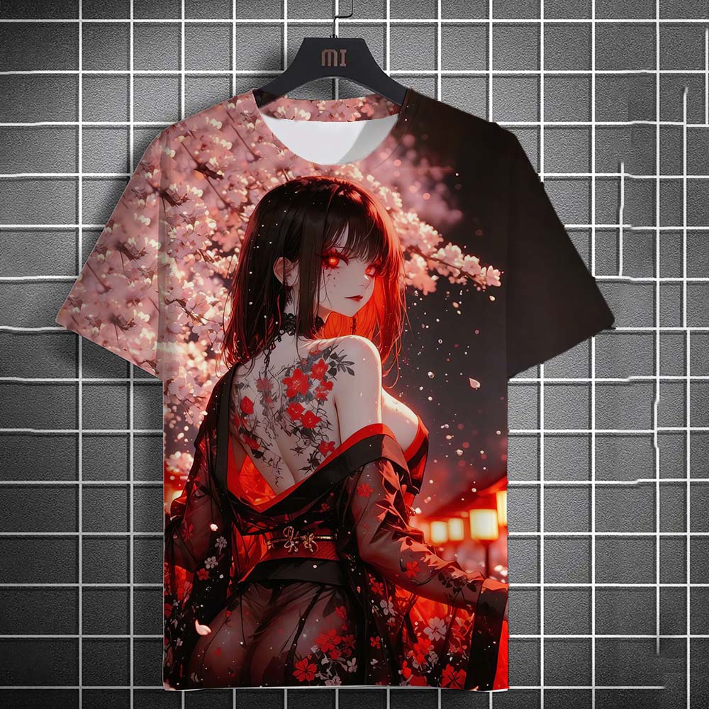 Men's T-shirt Cartoon Sexy samurai tattoo Women T shirts Summer Casual harajuku streetwear 3D Printed Hip Hop Unisex Tops