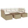 Sofa Set with Cushions 7 Pcs Beige Poly Rattan