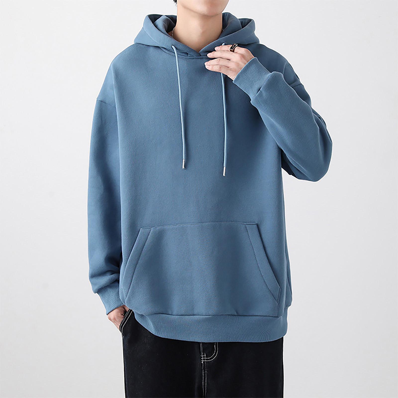 

Мужской осенне-зимний однотонный спортивный повседневный свитер с длинными рукавами L синий