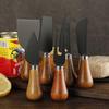 Black Stainless Steel Cheese Knife Set with Acacia Wood Handles & Western Cutlery - Self-Standing Cheese Knife, Fork & Spatula