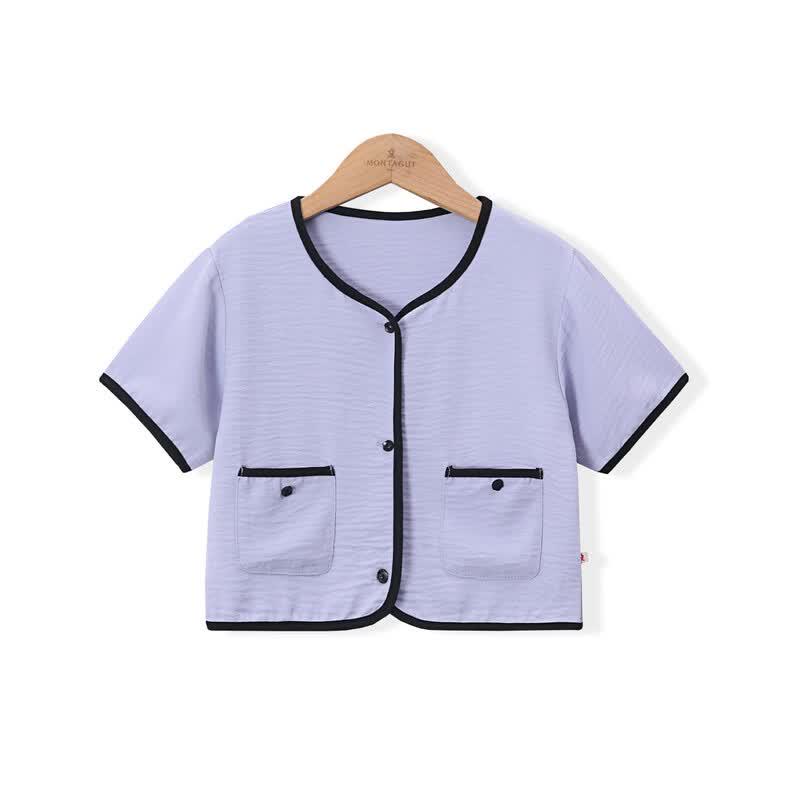 

Montagut Girls Summer Contrast Trim Short-Sleeve Shirt 130