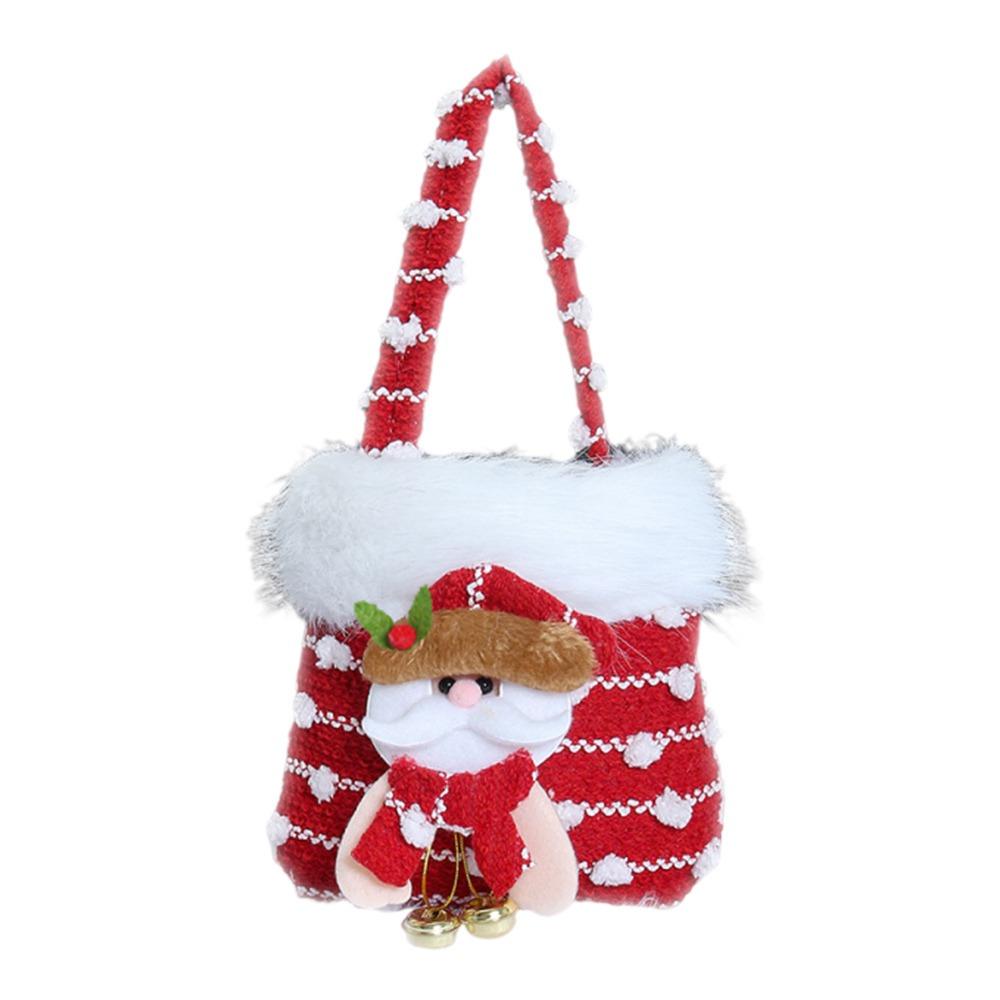 Bright Snowman Christmas Gift Bag Colorful Knitted Beautiful Knitted Gift Storage Bag Velvet Material Snowflake Design