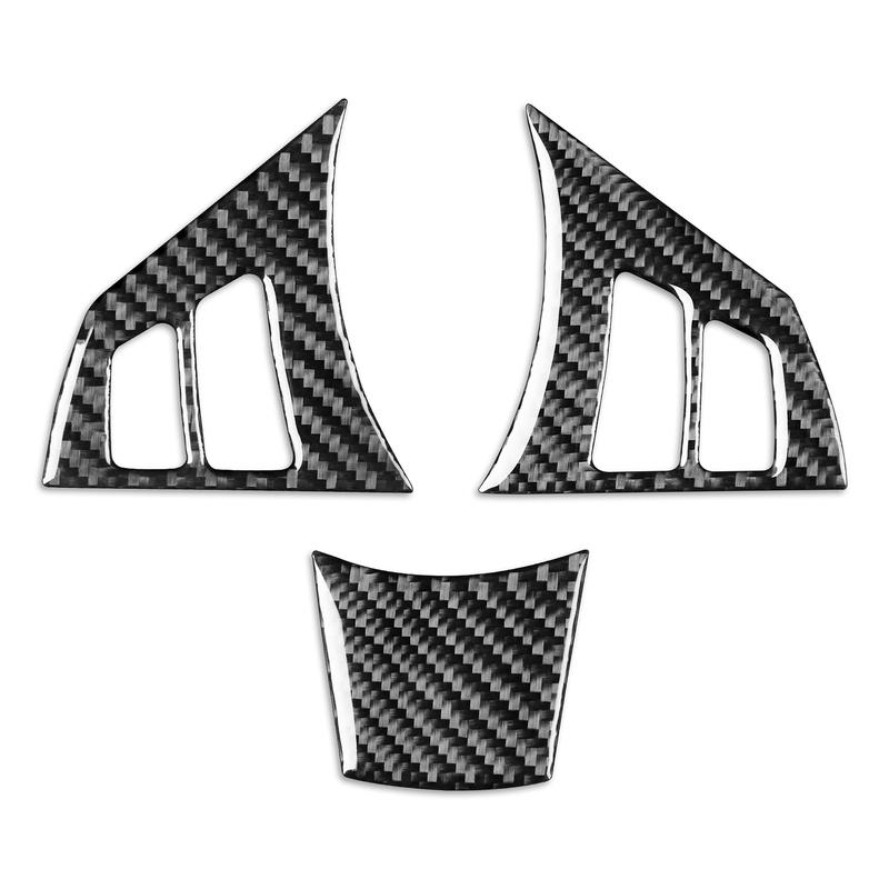 3pcs Carbon Fiber Car Steering Wheel Panel Cover Trim for BMW 5 Series E60 2004 2005 2006 2007 2008 2009 2010 Interior Accessory