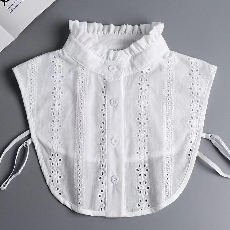 Women Lace Collar Pure Color Detachable Lapel Choker Necklace Shirt Fake False Collar Blouse Sweatshirt Vest Accessories