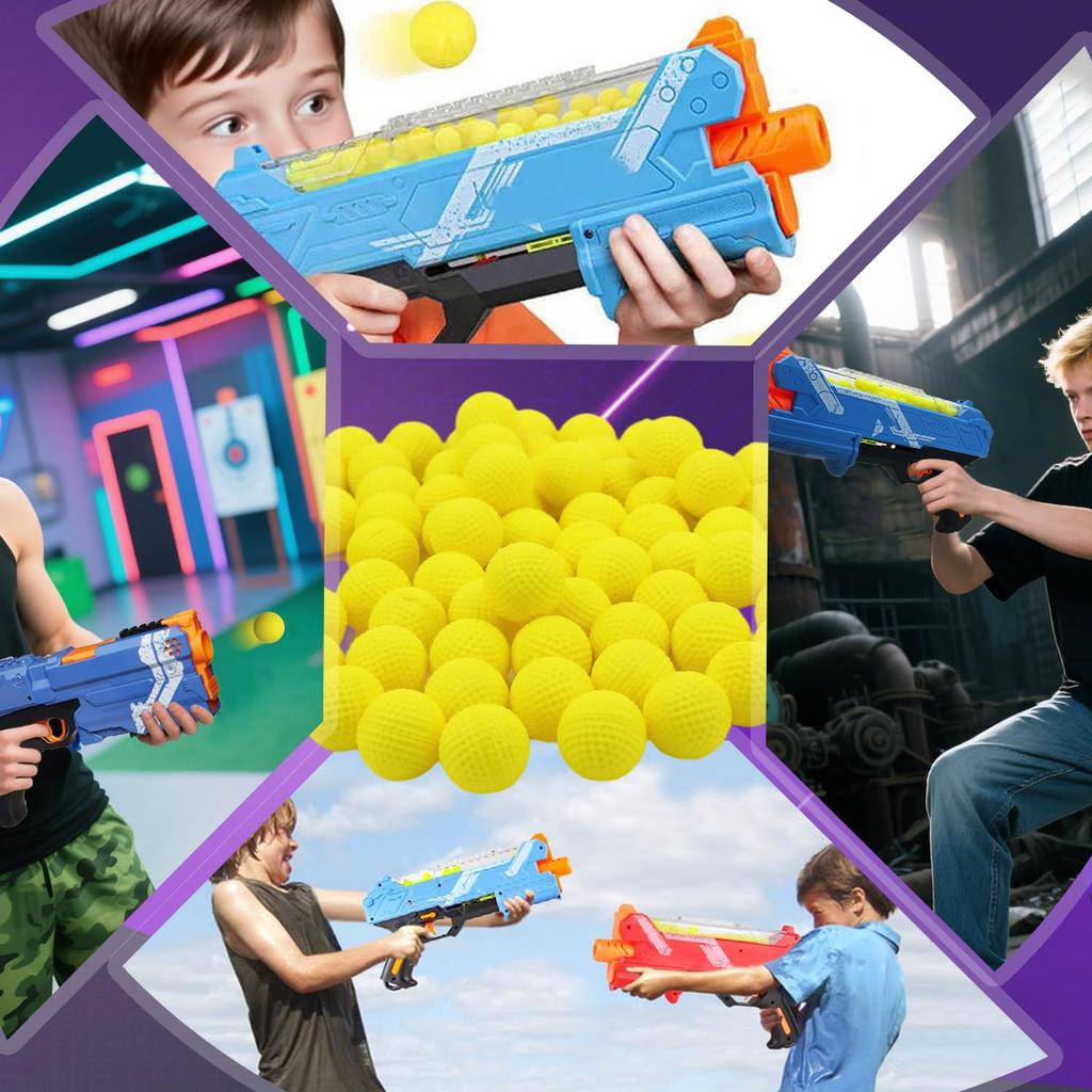 BOROLA Round Foam Bullet Refill Pack Compatible with Nerf Rival and Apollo Toy Guns (Yellow, 100 Bullets)