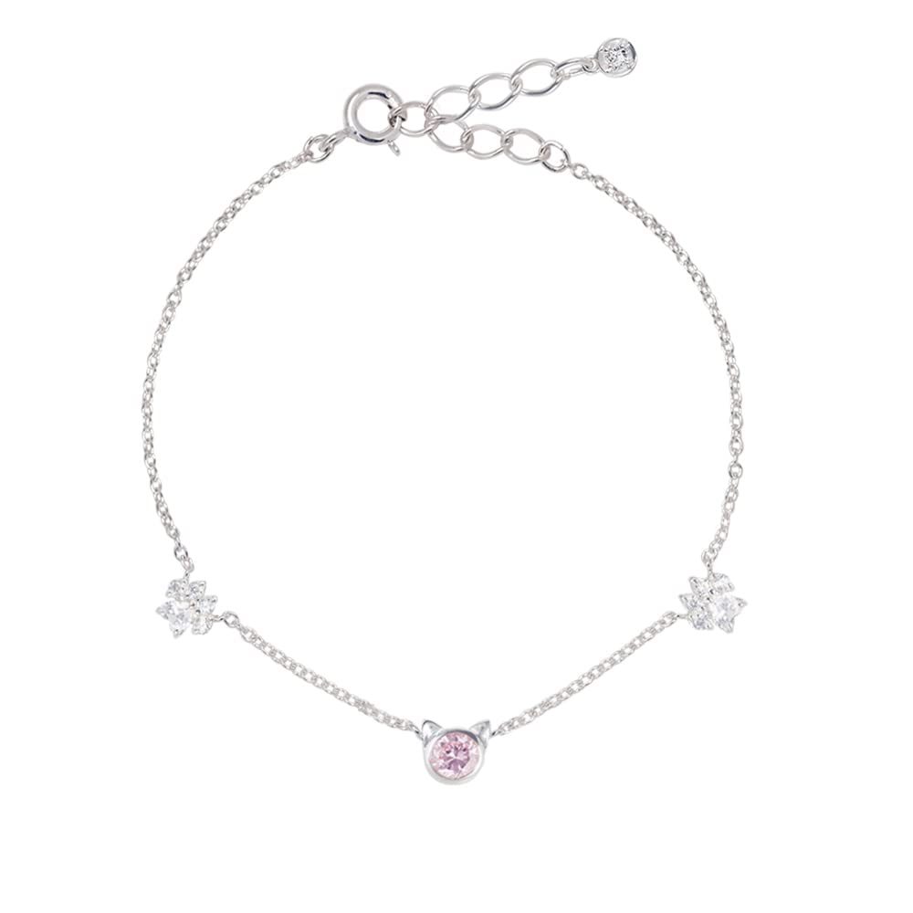 

Selectable Birthstone Bracelet Cat Jewel Paw Silver Cat [Future Angel] Women s & [MIB5107PCZ] (April Diamond)