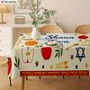 Shana Tova Rectangle Tablecloth for Table Decor Rosh Hashana Pomegranate Horns Kitchen Dining Table Cloth Fiesta Party Decor