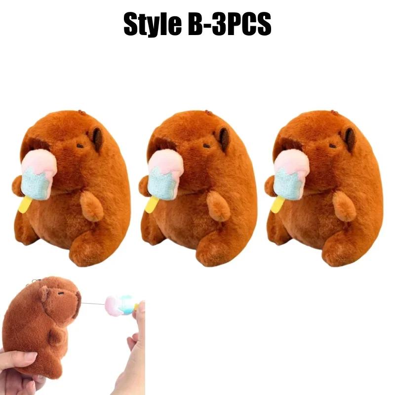 Cute 12cm Plush Capybara Keychain Snot Pulling Charm Cartoon Stuffed Animal School Bag Pendant Gift For Kids Adults