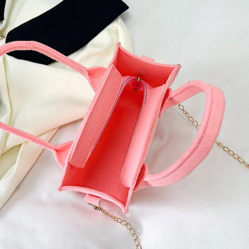 Geantă Pătrată Mică din Feutru pentru Femei, Populară, cu Textură la Modă de Piatră, Mini Geantă Tote cu Lanț, Genți de Mână de Modă pentru Doamne, Geantă de Umăr Messenger