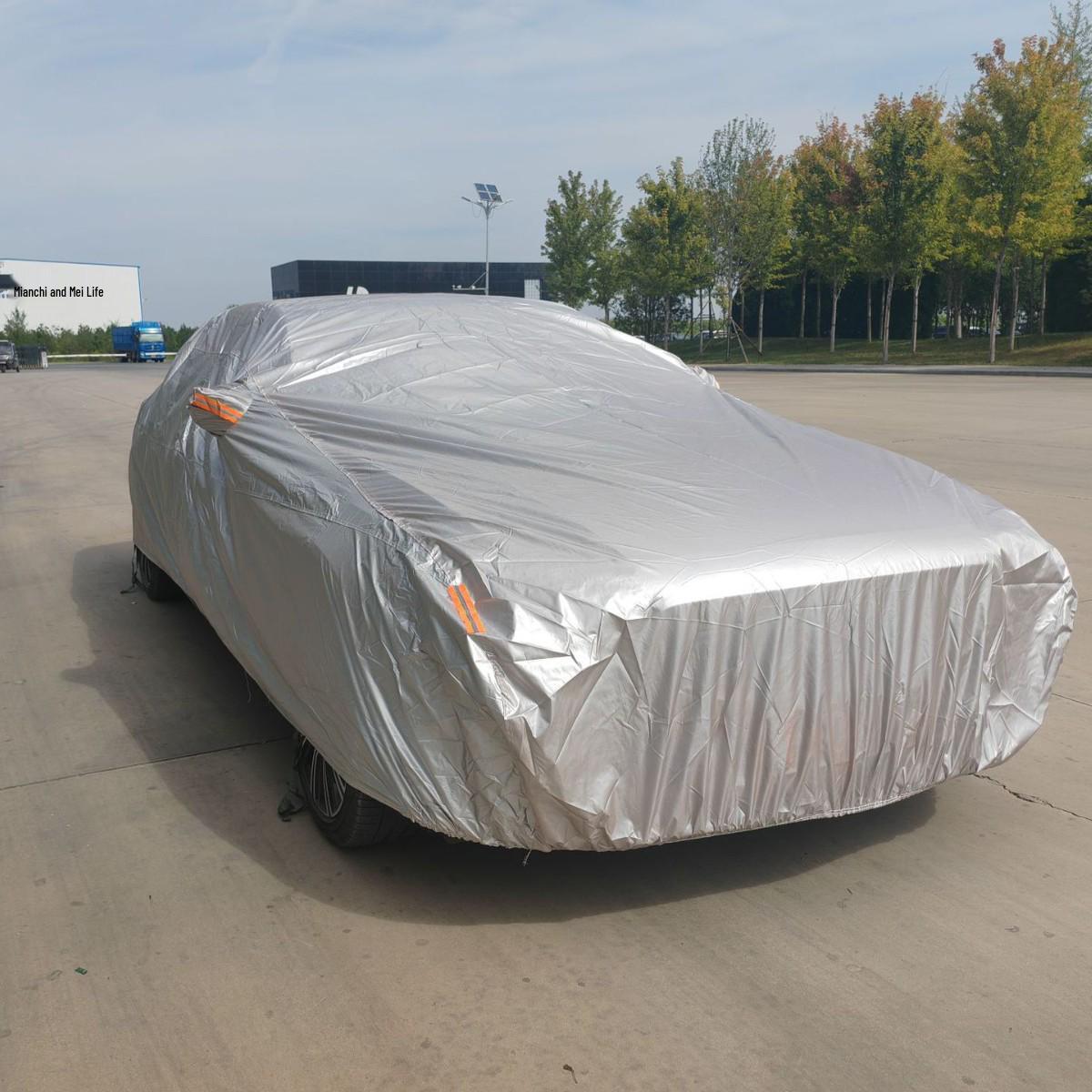 Oxford Cloth Car Cover: Full Sun Protection, Heat Insulation, Dustproof, Rainproof, Single Layer. M (Below 4.5m Sedan) серый