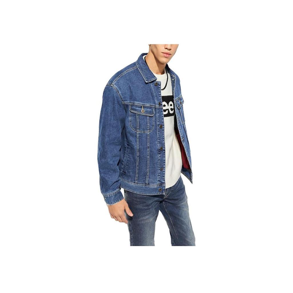 Button-Down Long Sleeve Denim Jacket Men Jackets Dark-Blue LMT0063115FF00F-A03909