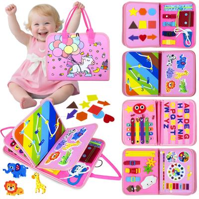 Busy Board Cloth Picture Book for Going Montessori Educational Toy for Girls and Boys Ages and Improves Finger Dressing Color and Shape Perfect As a