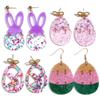 Cute Acrylic Sequin Bunny Easter Egg Earrings for Women Funny Glitter Bowknot Rabbit Splicing Drop Earring Trendy Jewelry Gifts