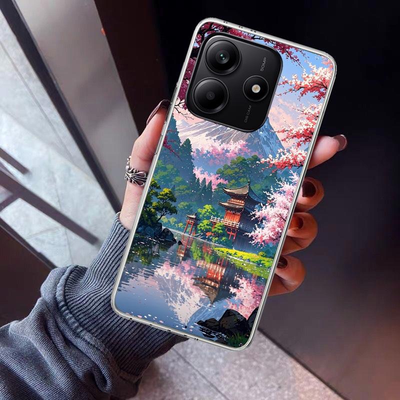 Japanese Cherry Mount Fuji Phone Case For Xiaomi Redmi Note 10 11 12 13 14 15 Pro Plus 11S 12S 14S 11T 11E 10S Soft TPU Back Cov