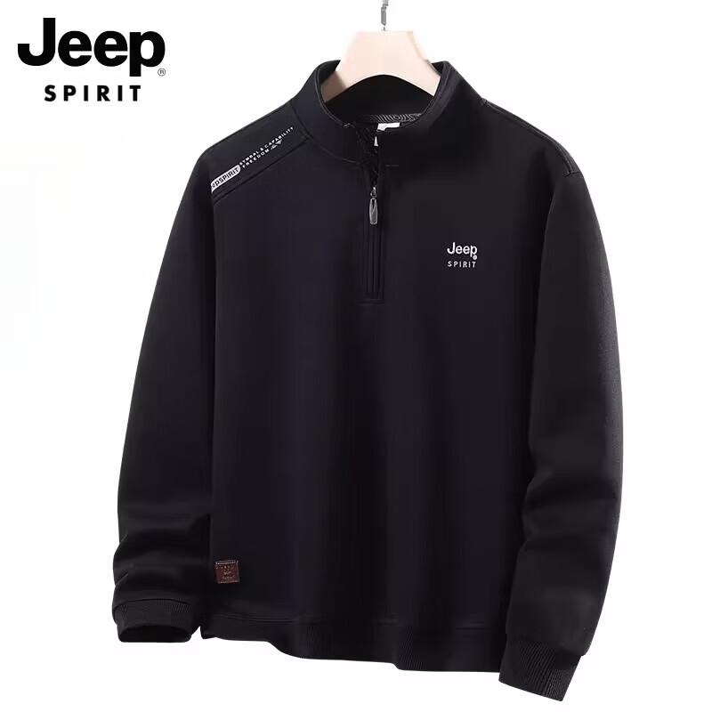 JEEP SPIRIT Men's Half-Zip Stand Collar Sweatshirt