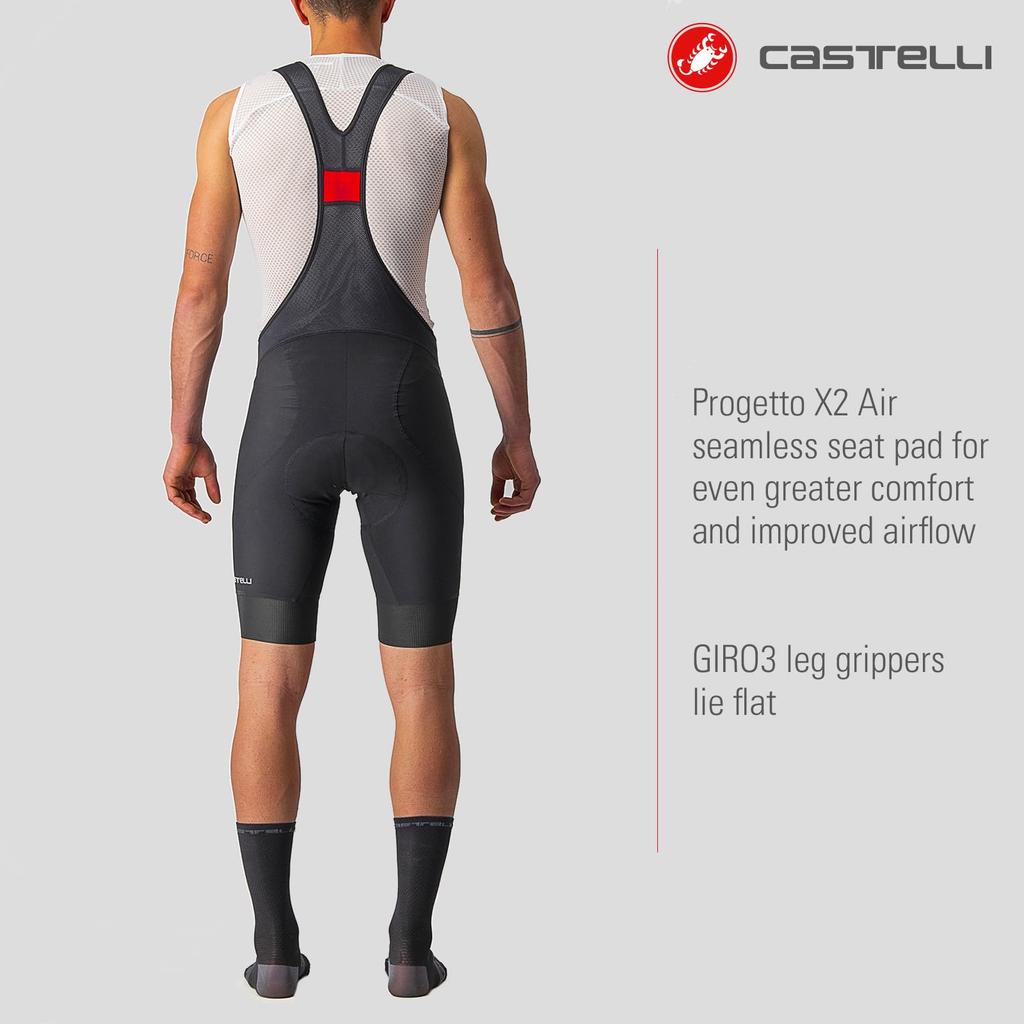 CASTELLI Endurance 3 Bib Shorts for Small Men's Road/Gravel Cycling, Black,
