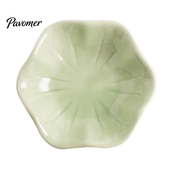 Photogenic Serving Dish Ceramic Small Dipping Plate, with Lotus Leaf Texture, Tea Room Easy Cleaning Soy Bowl, for Restaurants Parties Holidays