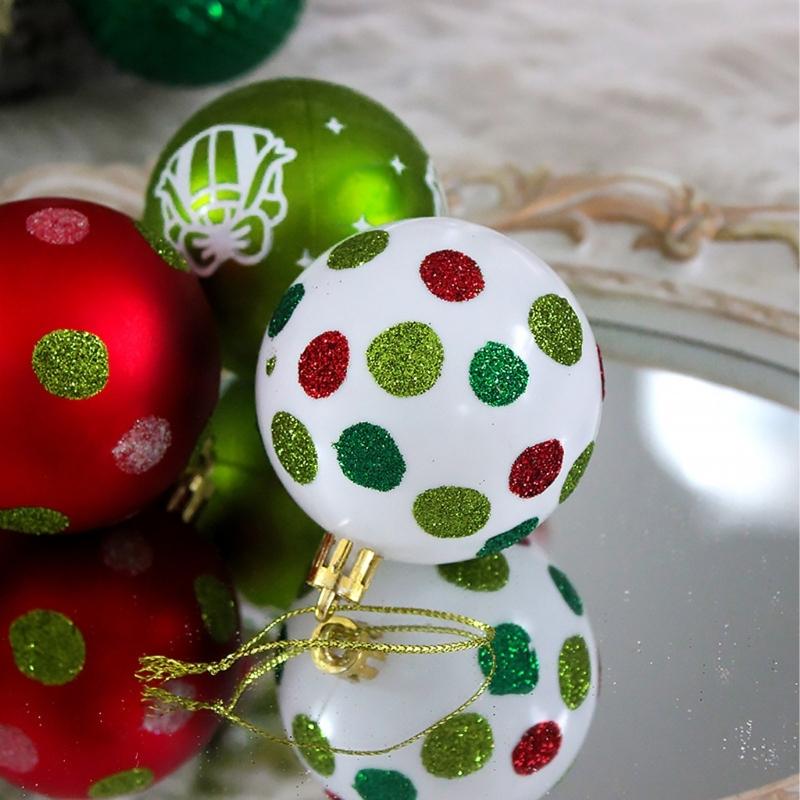 Plastic Christmas Tree Decorations Accessories Colorful Handcrafted Spherical Orbs In Gift Box for Festival Event