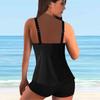 Dámské plavky s popruhem přes rameno Černý potisk Bikini Tankini plavky