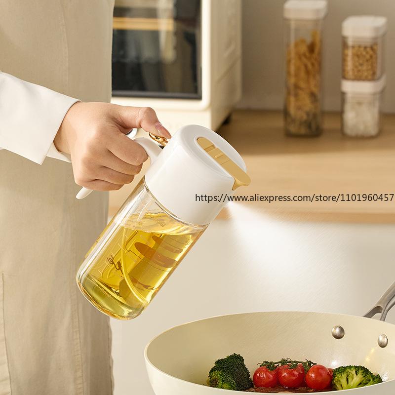 Home Küche Glas Öl Sprüher Ausgießer 2-in-1 Sprühnebel Sprühölflasche für Speiseöl Sojasauce Essig Ölbeständiges Design