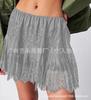 Women's Elastic Waist Irregular Lace Ruffle Mini Skirt Romantic Ballet Style Sheer Layered Skort
