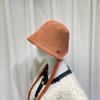 2026 New Fashion Simple Solid Knit Bucket Hat Metal Label Design Foldable Fisherman Cap Versatile Outdoor Warm Cap