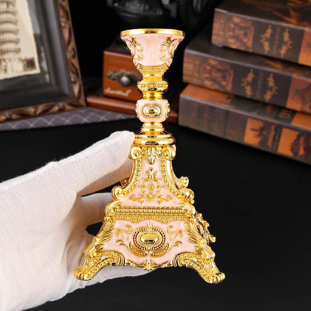 European Style Vintage Candlestick Holder Gold Finish Decorative Candle Holder For Dining Table