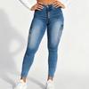 Damen Jeans mit hoher Taille und gewaschener Optik, modische, vielseitige Hose mit geradem Bein