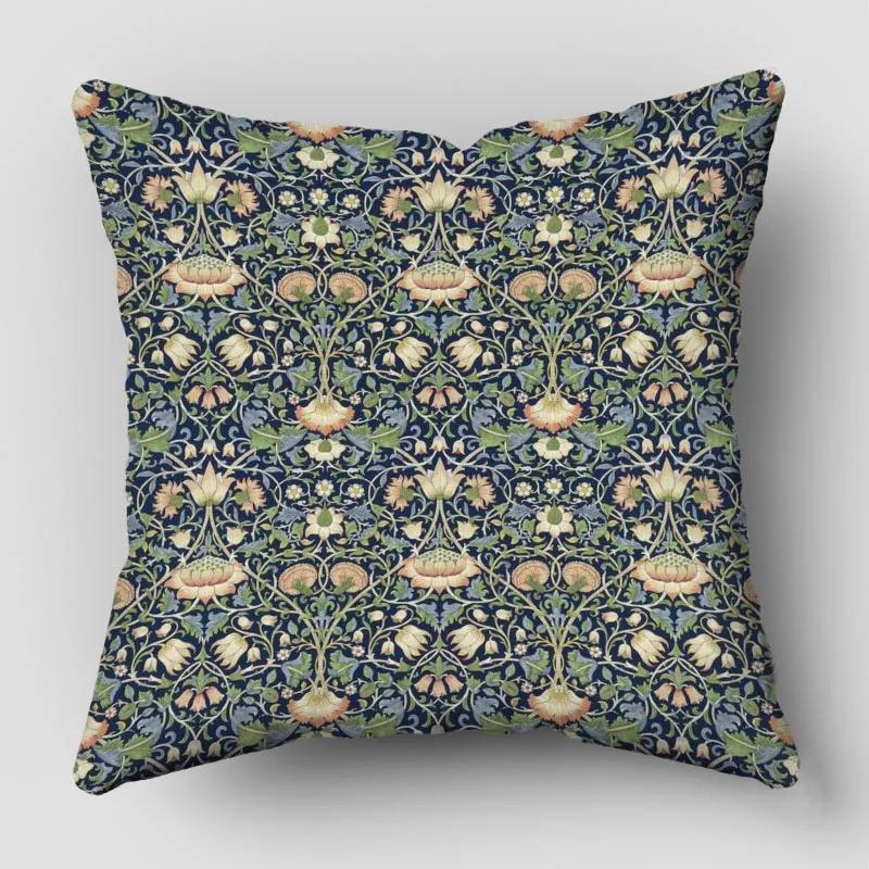 William Morris Pillow Cover Bedroom Home Office Decorative Pillowcase Square Zipper Pillow Cases Satin Fabric Eco-Friendly