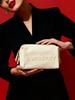 BURBERRY Beige Canvas Makeup Bag Embossed Logo Large Capacity Travel Cosmetic Wash Bag with Double Zipper for Women