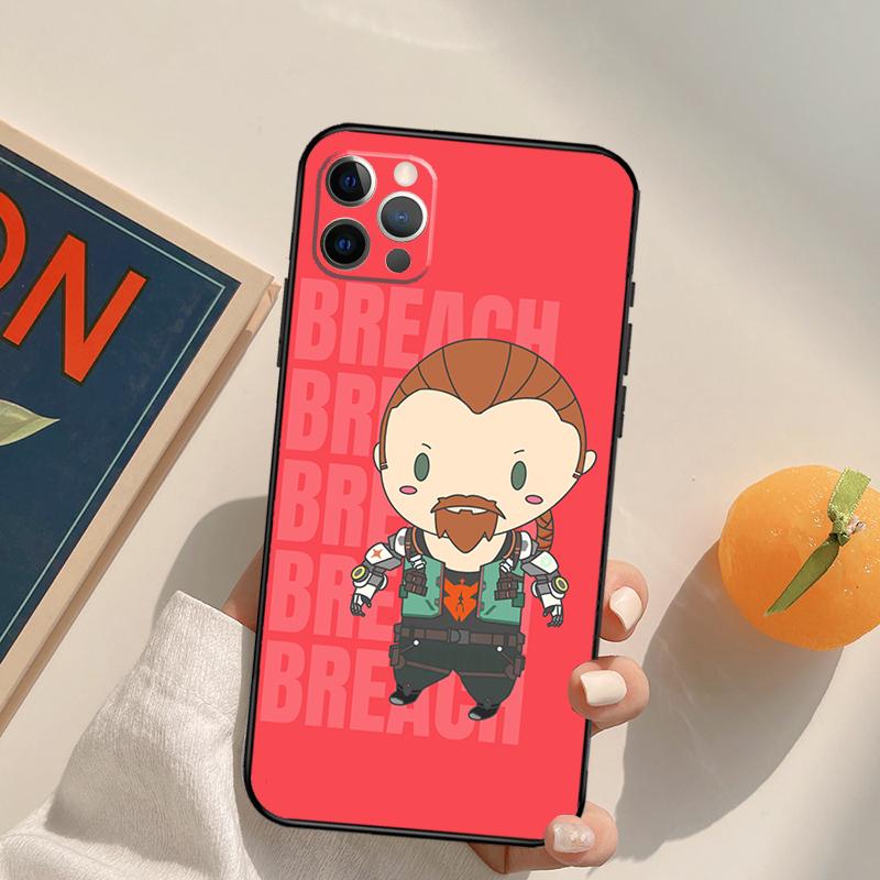 Cute Cartoon Chibi Valorant Funda Case For iPhone 16 Pro Max 15 14 11 12 13 Pro Max Mini XR 16e 16 15 Plus Phone Cover