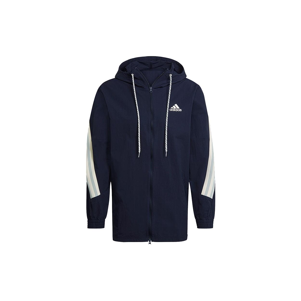 adidas M 3s Tape Jkt Colorblock Casual Sports Hooded Jacket Navy Blue Men s GM3835 M