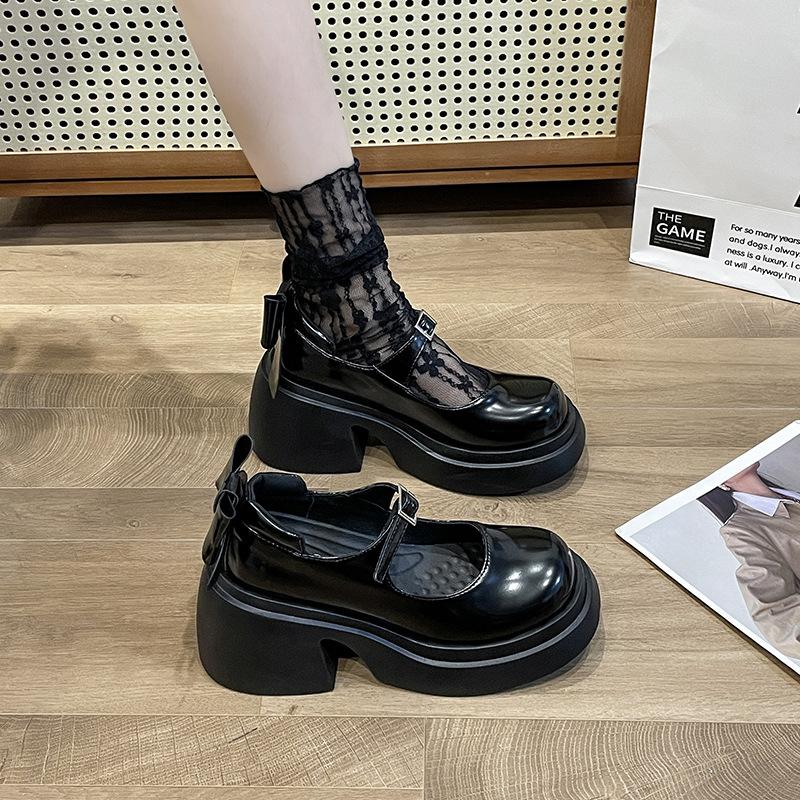 Platform Mary Jane shoes women's 2025 spring and summer new versatile height increase small high heel Japanese jk thick heel small leather shoes
